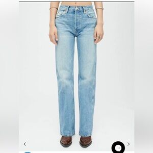 Re/Done Women's Straight-Leg Jeans in Light Blue Wash